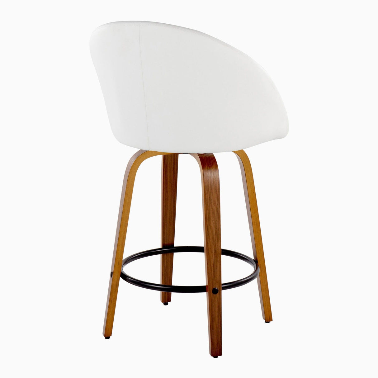 Matisse - 26" Highback Fixed-Height Counter Stool With Swivel And Round Black Metal Footrest (Set of 2) - Walnut Wood