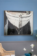 Large And Rectangular Wall Art With Frame, Wall Decor For Living Room - White / Blue