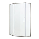 Semi Frameless Neo Angle Hinged Shower Enclosure With Clear Tempered Glass - Brushed Nickel