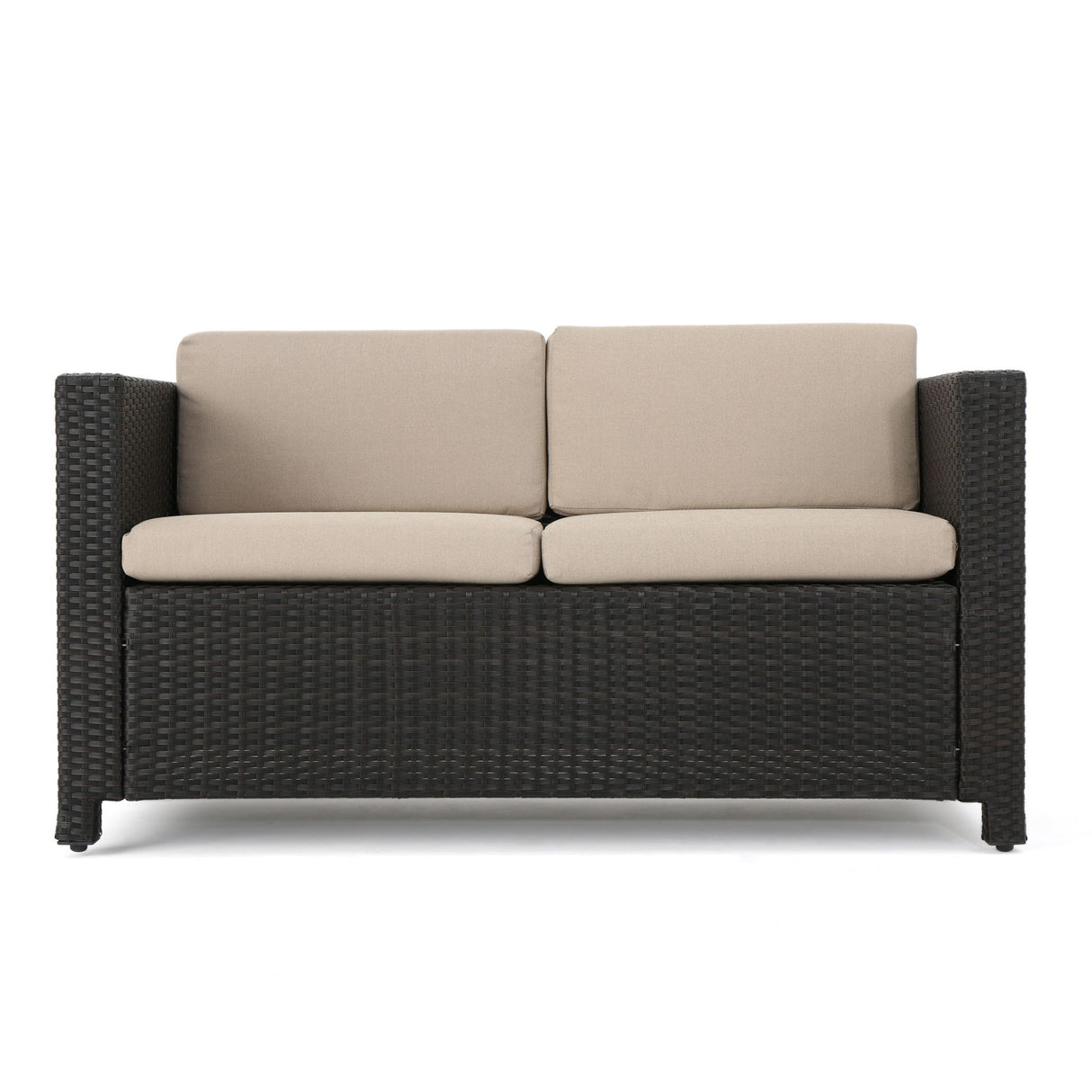 Puerta - Loveseat Outdoor Seating With Water Resistant Cushions - Dark Brown