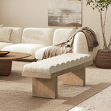 Bella - Upholstered Modern Accent Bench - Ivory White