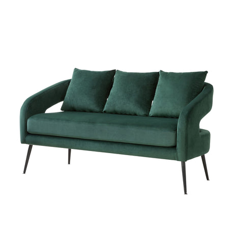 Open Back Loveseat Settee With 3 Pillows