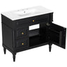 Freestanding Bathroom Vanity With Sink, Adjustable Shelf, Flip Drawer
