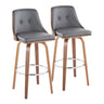 Gianna - 30" Fixed-Height Barstool (Set of 2) - Walnut Wood With Round Footrest