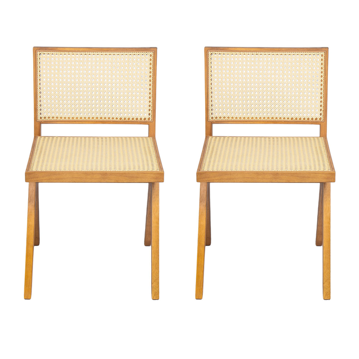Chandigarh Dining Room Chairs With Natural Rattan (Set of 2)
