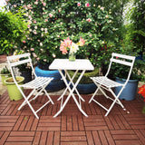3 Piece Patio Bistro Set Of Foldable Square Table And Chairs