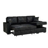 Upholstered Sectional With Pull-Out Bed And Chaise Storage