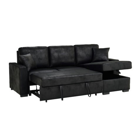 Upholstered Sectional With Pull-Out Bed And Chaise Storage