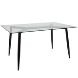 Clara - Giovani 5 Piece Dining Set - Black Metal, Clear Glass, Cream Faux Leather