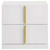Ines - 2-Drawer Nightstand Bedside Table - White High Gloss
