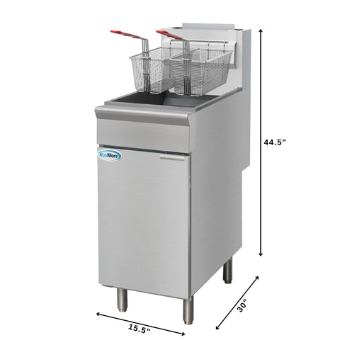 40 lb. Floor Standing Liquid Propane Commercial Fryer with 90,000 BTU in Stainless-Steel, ETL Listed (KM-FDF40-LP)
