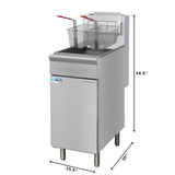 40 lb. Floor Standing Liquid Propane Commercial Fryer with 90,000 BTU in Stainless-Steel, ETL Listed (KM-FDF40-LP)