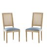 French Country Dining Chair With Rectangular Cane Backrest And Smooth Upholstered Seating