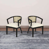 Elegant Dining Chair With Cane Web Backrests And Velvet Upholstery