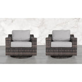 Outdoor Swivel Patio Chair With Cushions (Set of 2) - Brown