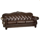 Anondale - Sofa - Espresso Top Grain Leather Match & Cherry