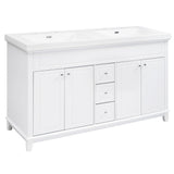 Bathroom Vanity With Double Sinks, 3 Drawers & 4 Doors, Soft Close, All Open Back Design - White