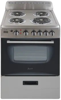 24 Inch Freestanding Electric Range with 4 Coil Elements, 2.6 Cu. Ft. Oven Capacity, Storage Drawer, Electronic Thermostat, Digital Clock/Timer, Broiler, and ADA Compliant