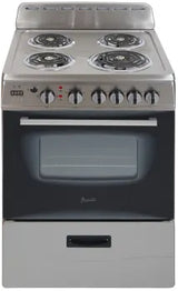 24 Inch Freestanding Electric Range with 4 Coil Elements, 2.6 Cu. Ft. Oven Capacity, Storage Drawer, Electronic Thermostat, Digital Clock/Timer, Broiler, and ADA Compliant