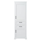 Freestanding Bathroom Vanity Tall With Damping Hinge Doors, Adjustable Shelves - White