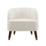 Elegant Upholstered Barrel Accent Chair With Wooden Legs