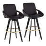 Cosmo - Fixed-Height Barstool (Set of 2) - Black Wood Base, Gold Footrest