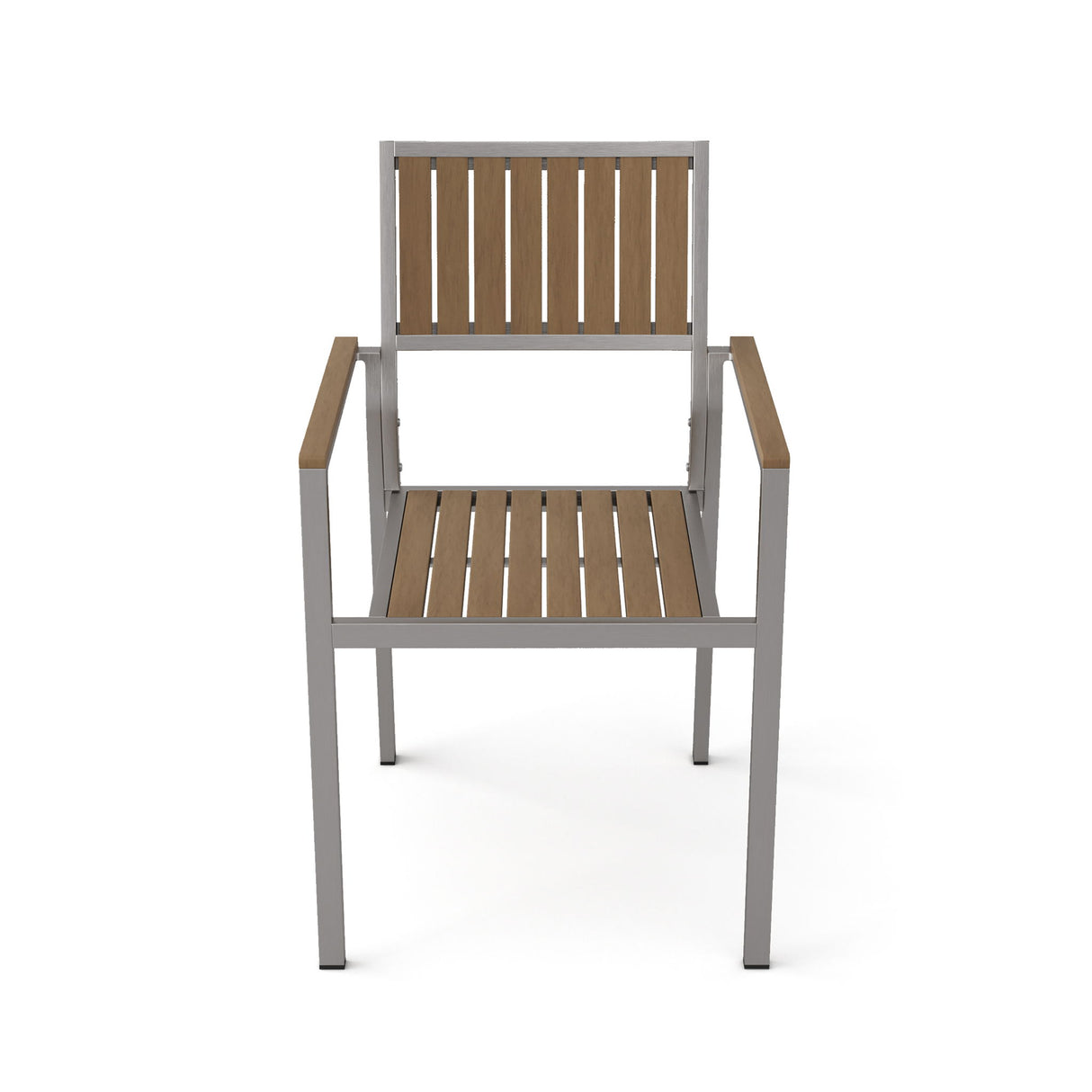 Stylish Modern Faux Wood & Aluminum Outdoor Dining Chairs, (Set of 2) - Natural