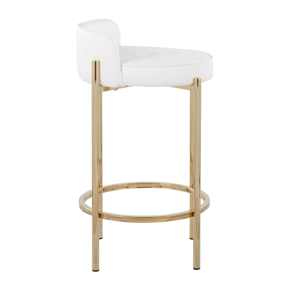 Chloe - Counter Stool - Gold Metal And White Faux Leather (Set of 2)