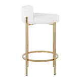 Chloe - Counter Stool - Gold Metal And White Faux Leather (Set of 2)
