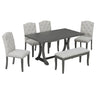 Dining Table Set With 4 Upholstered Chairs And Bench