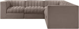 Rummi - Symmetrical Velvet Performance Fabric Upholstered 5 Piece Modular Sectional