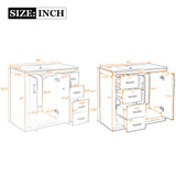 Modern Bathroom Vanity With Ceramic Sink, 6 Drawers & Soft-Close Doors