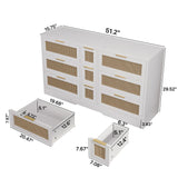 Elegant Rattan Locker With 9 Drawers, Metal Handles