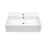 Modern Ceramic Rectangular Wall Mounted Bathroom Sink With Faucet Hole & Overflow