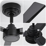 52" Ceiling Fan With Remote Control, 6 Speed Reversible DC Motor, 3 Blades