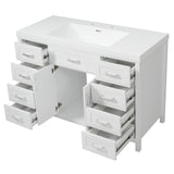 Bathroom Vanity With Sink, 2 Doors 8 Drawers, Soft Close System, Classic Design