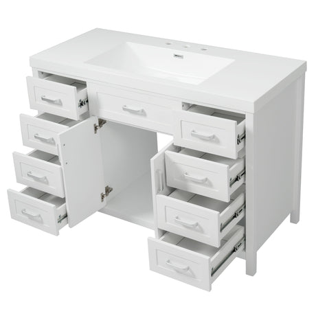 Bathroom Vanity With Sink, 2 Doors 8 Drawers, Soft Close System, Classic Design