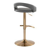Grotto - Upholstered Adjustable Barstool - Gold Metal Base