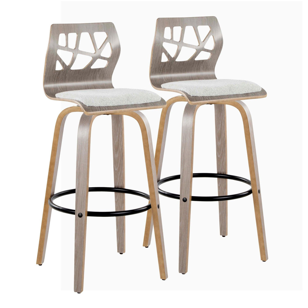 Folia - 30" Fixed-Height Barstool (Set of 2) - Gray