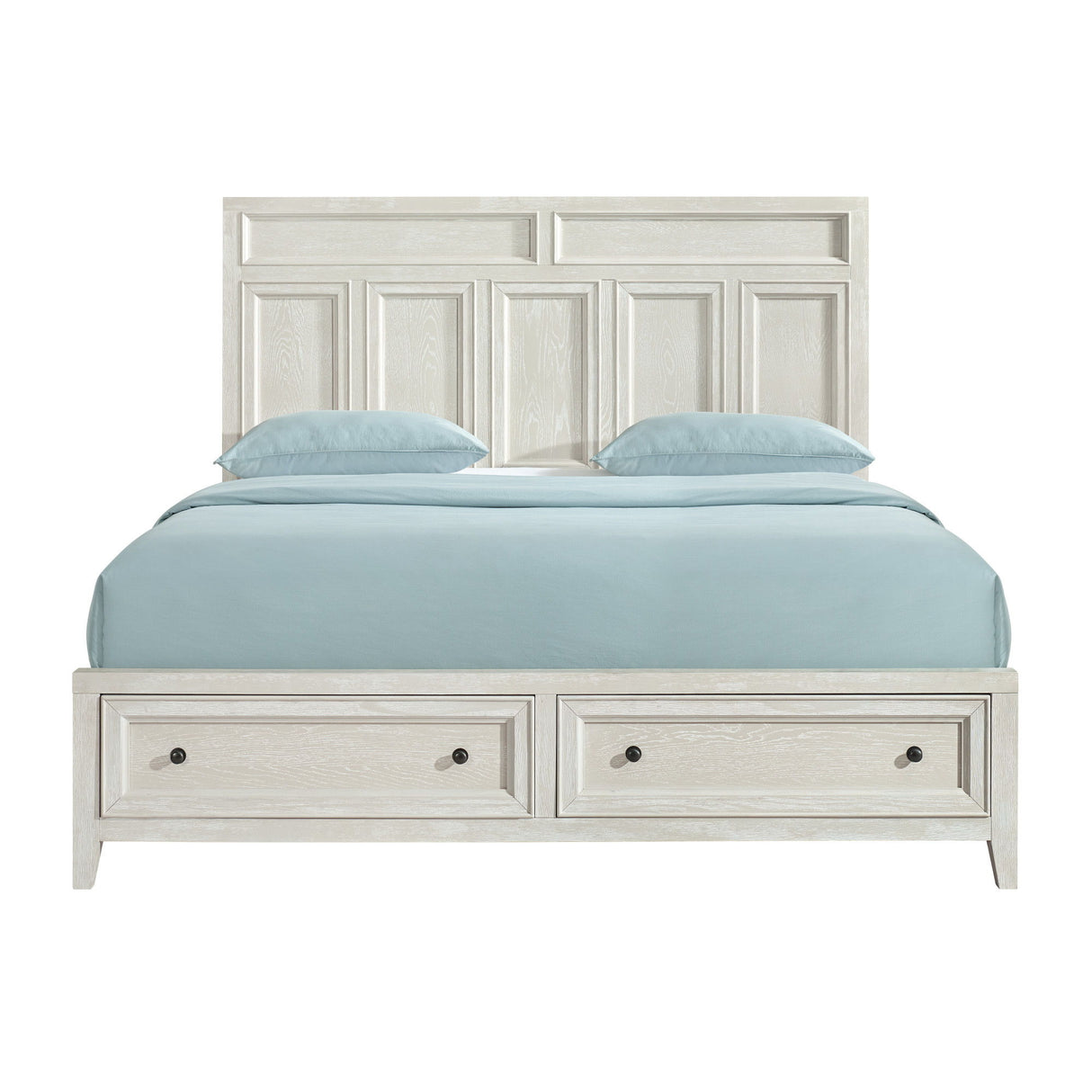 Storage Bed With Panel Headboard And Spacious Footboard Drawers