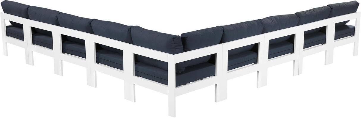 Nizuc - Outdoor Patio 9 Piece Modular Sectional With White Frame