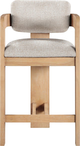 Sacha - Linen Stool With Natural Base