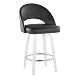 Cinch - Contemporary Fixed-Height Swivel Counter Stool (Set of 2) - White Wood And Round Silver Footrest