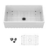 Sink - Apron-Front Reversible Single Bowl Kitchen Sink With Smooth And Ribbed Finishes - White