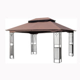 13 0 Outdoor Patio Gazebo Canopy Tent With Ventilated Double Roof And Mosquito Net (Detachable Mesh Screen On All Sides) Suitable For Lawn Garden Backyard And Deck Top - Brown