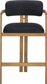 Aurum - Vegan Leather Upholstered Counter Stool With Brushed Brass Base
