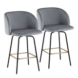 Fran - Glam Fixed-Height Swivel Counter Stool (Set of 2)