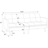 Easy Convert Futon Sofa With Tufted Back And Seat