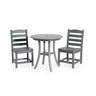 3 Piece Outdoor Dining Set, Round Patio Table With 2 Armless Chairs