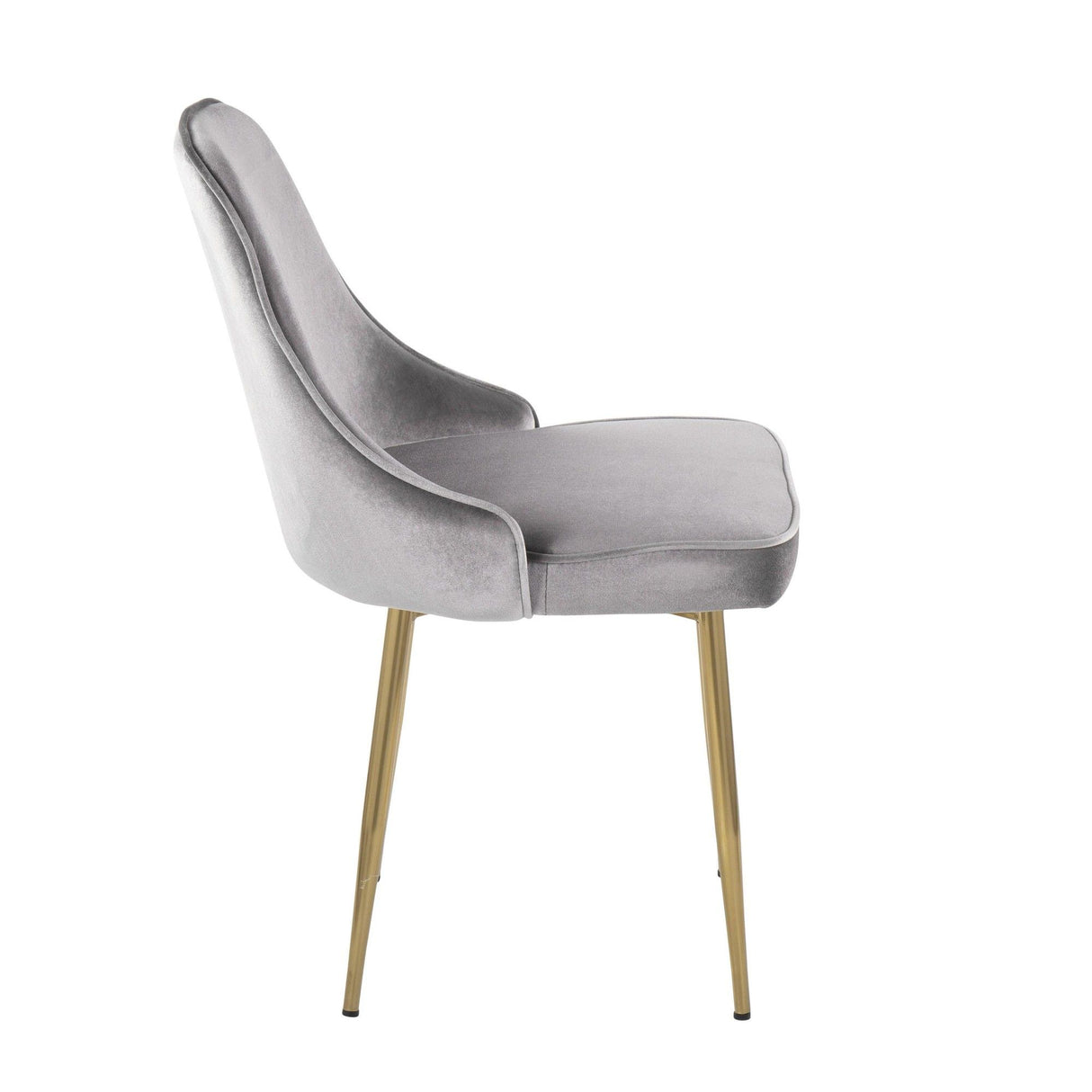 Marcel - Dining Chair (Set of 2) - Gold Frame And Silver Velvet Fabric